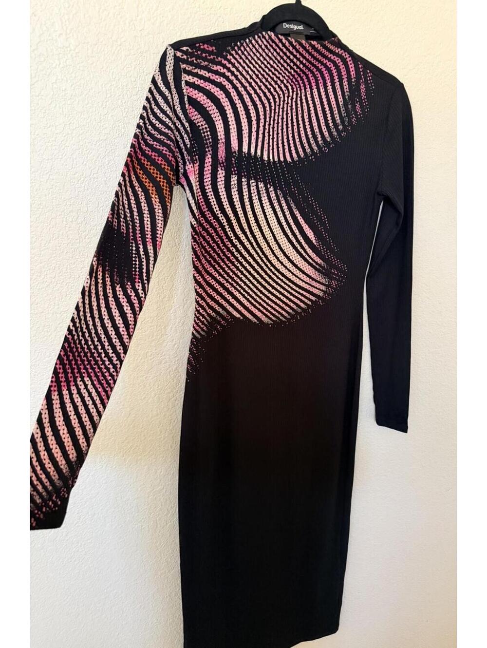 New Desigual Women's Long dress waves In Black Multi Size M $159 - Picture 6 of 11